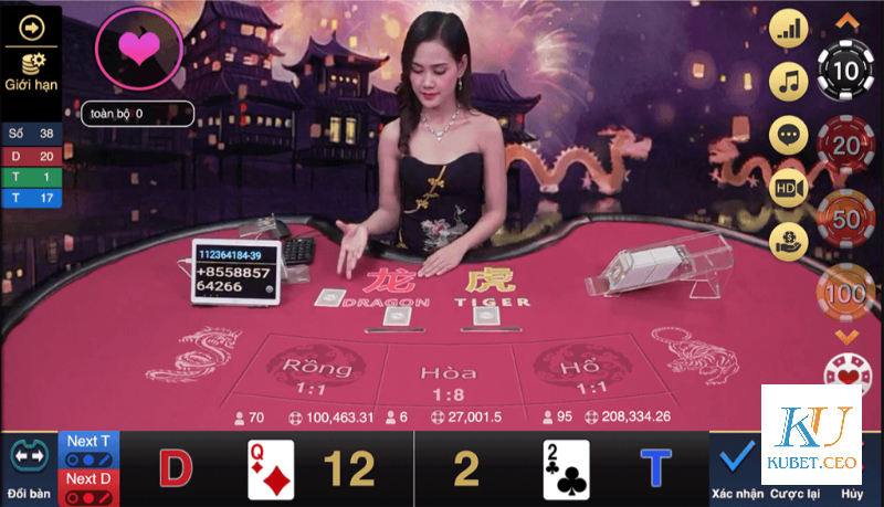 Cửa đặt cược trong game bài rồng hổ